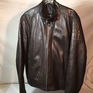 HUGO BOSS Brown leather jacket super soft.